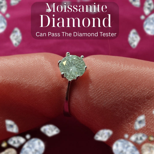 6 Prongs 2ct Moissanite Diamond Ring | 925 Silver | D-Color Sparkle