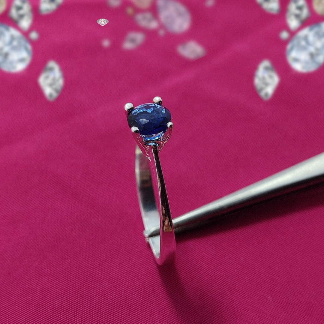 Blue American Zircon S925 Silver Ring | Italian Design