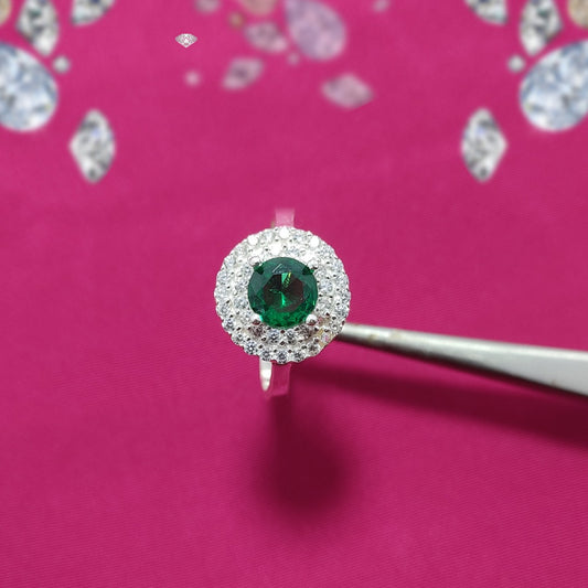 Green American Zircon Ring | S925 Italian Sterling Silver | Premium Shine