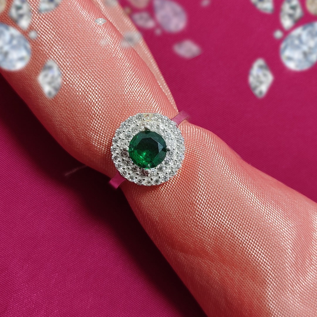 Green American Zircon Ring | S925 Italian Sterling Silver | Premium Shine