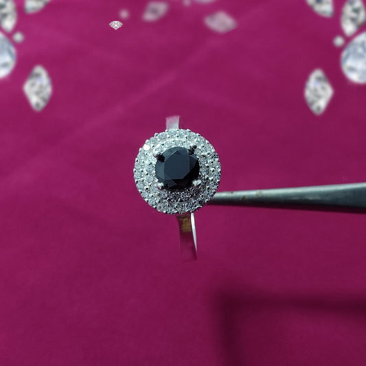 Black American Zircon S925 Silver Ring | Italian | Bold Stone