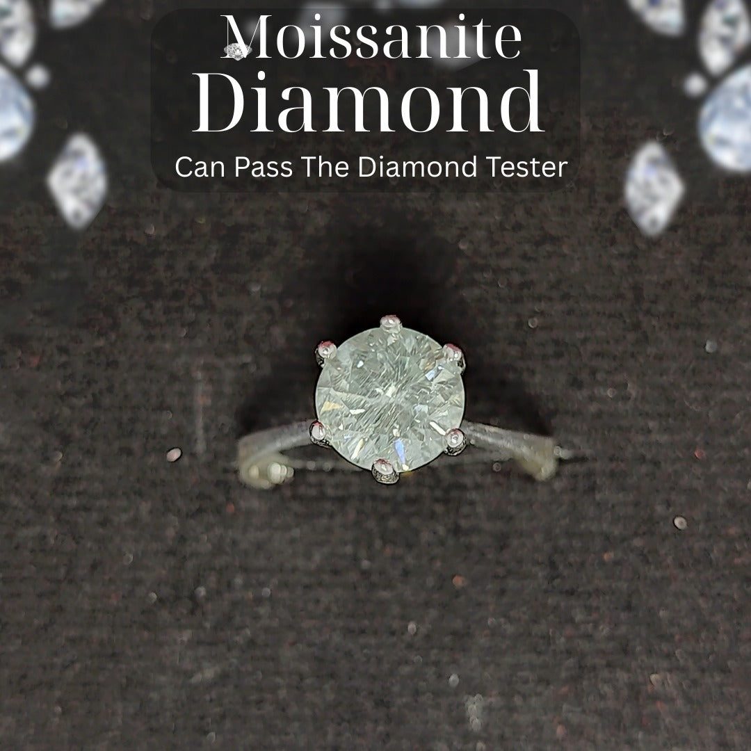 6 Prongs 2ct Moissanite Diamond Ring | 925 Silver | D-Color Sparkle