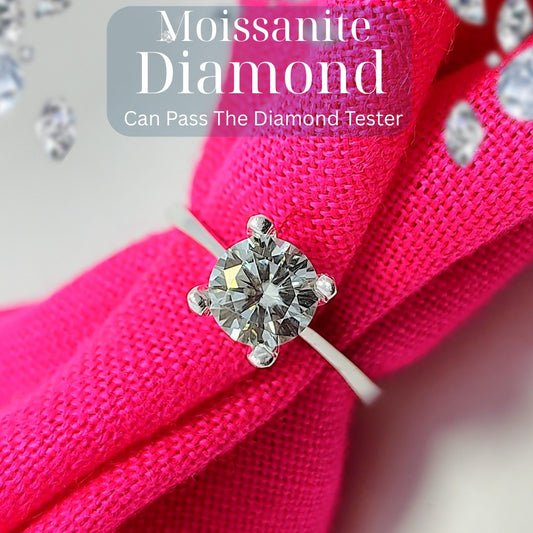 4 Prongs Moissanite Dianond Ring | D-Color Stone | Silver 925