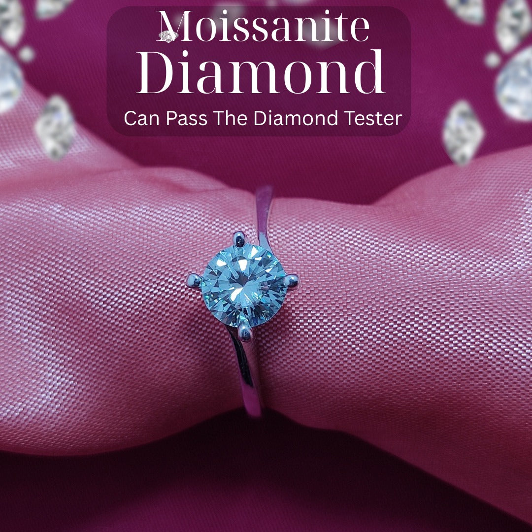 4 prongs Moissanite Diamond Ring | 925 Silver | D-Color Sparkle