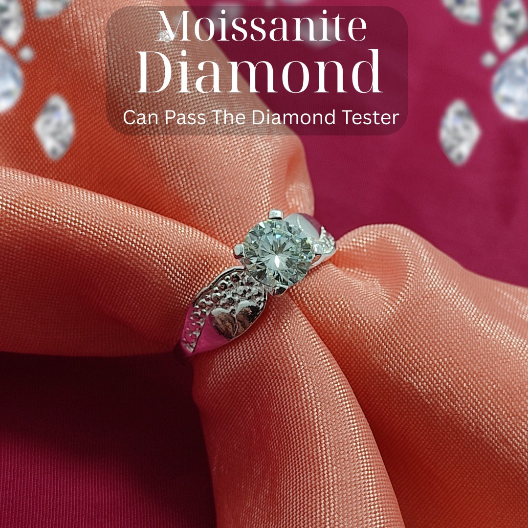 Moissanite Diamond Ring – Symbolic Love Design | Silver 925 | D-Color Stone