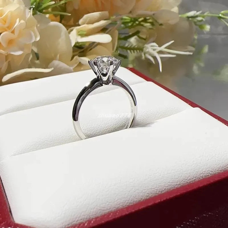 6 Prongs 2ct Moissanite Diamond Ring  | 925 Silver | D-Color Sparkle