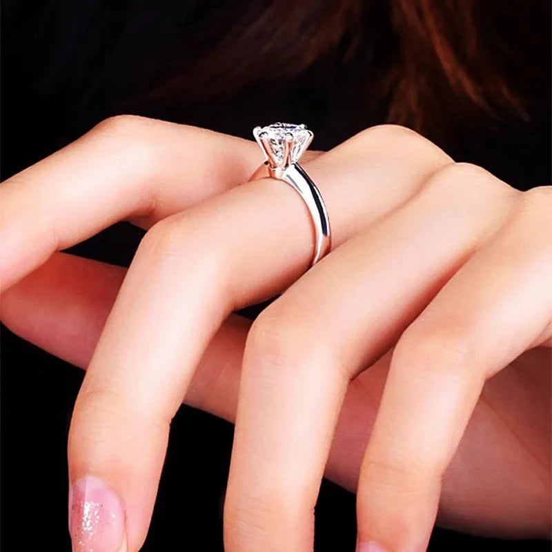 6 Prongs 2ct Moissanite Diamond Ring  | 925 Silver | D-Color Sparkle