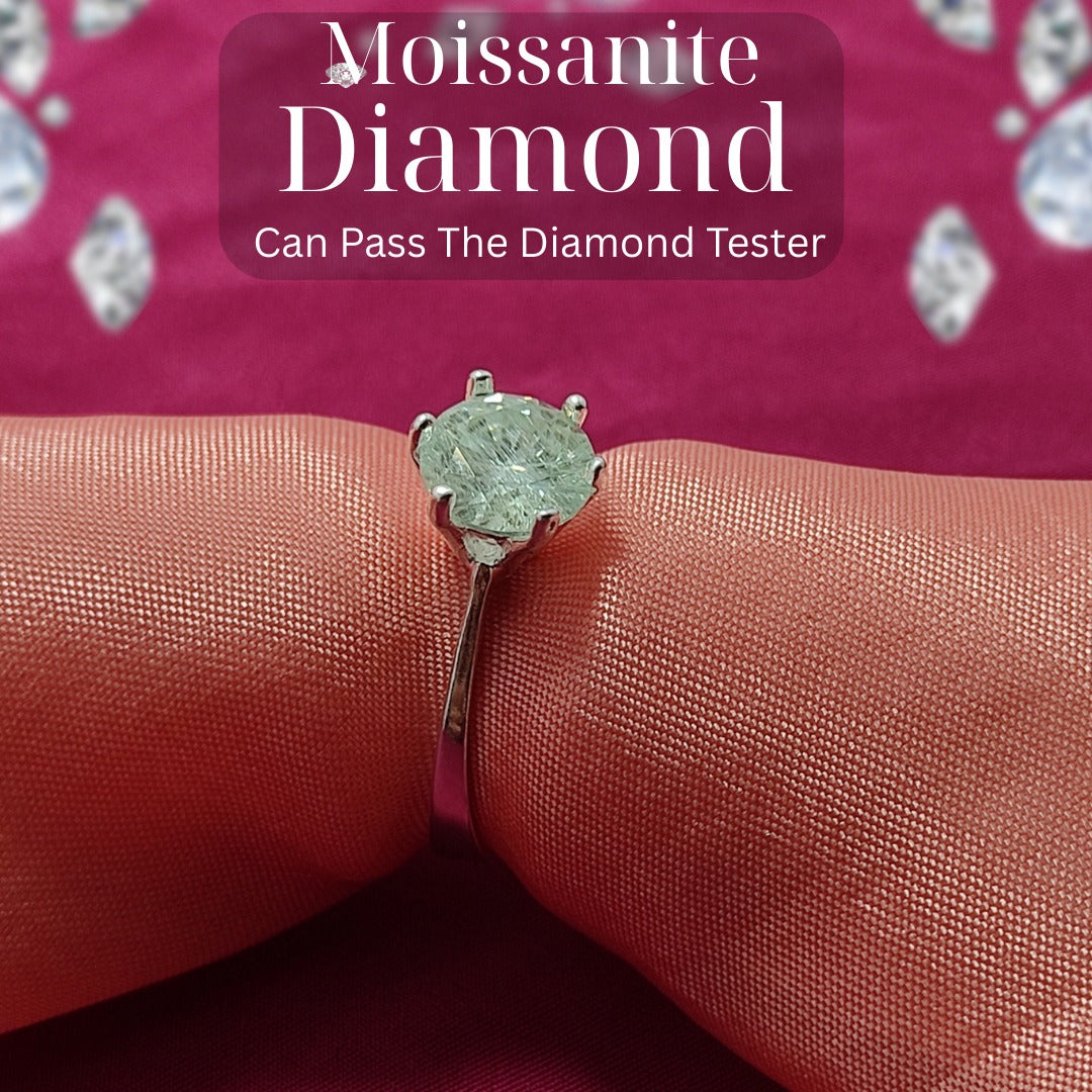 6 Prongs 2ct Moissanite Diamond Ring  | 925 Silver | D-Color Sparkle