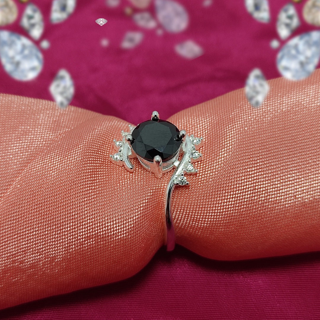 Black American Zircon S925 Silver Ring | Italian Craftsmanship