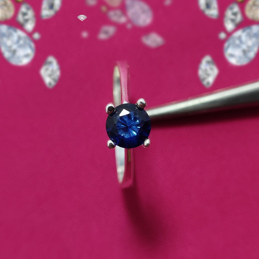 Blue American Zircon S925 Silver Ring | Italian Design