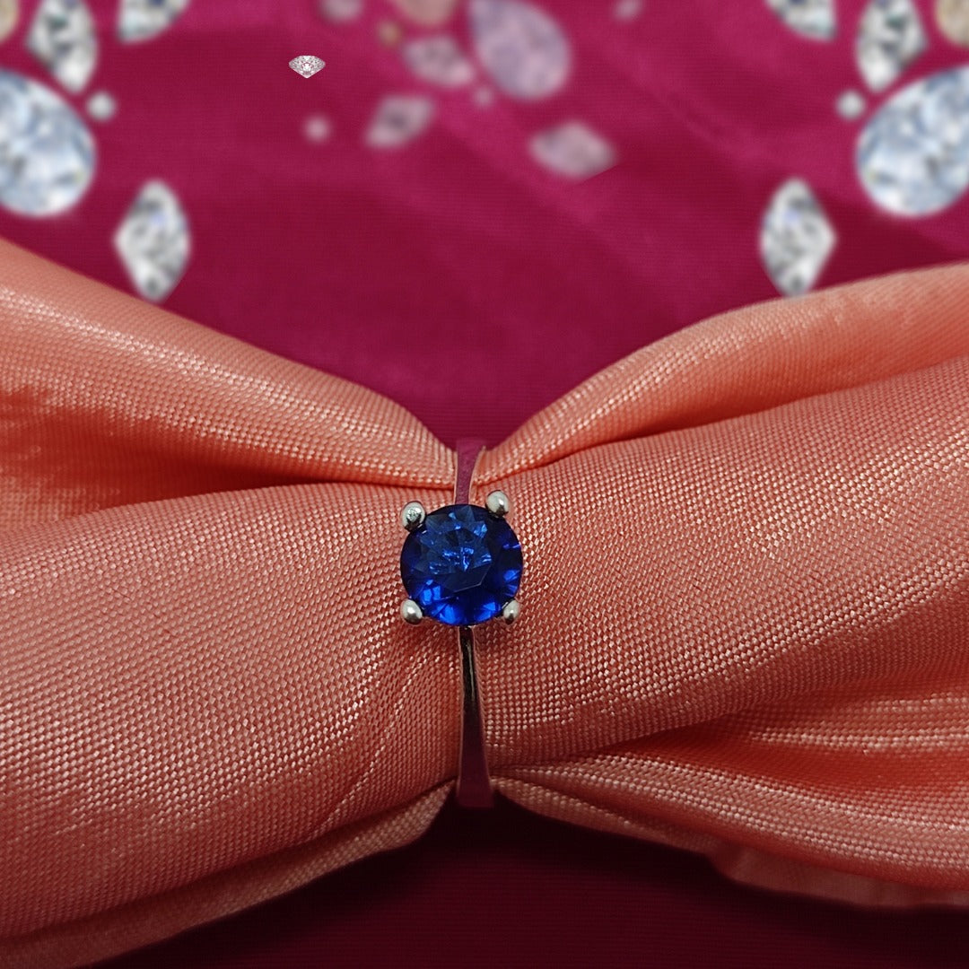 Blue American Zircon S925 Silver Ring | Italian Design