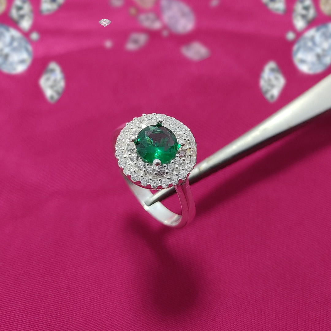 Green American Zircon Ring | S925 Italian Sterling Silver | Premium Shine