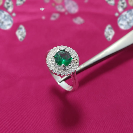 Green American Zircon Ring | S925 Italian Sterling Silver | Premium Shine