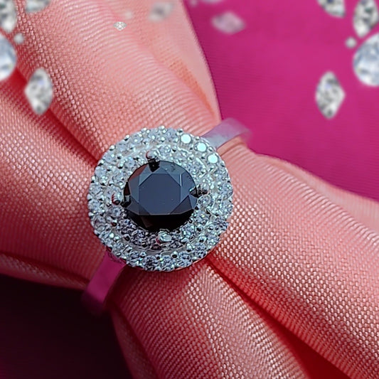 Black American Zircon S925 Silver Ring | Italian | Bold Stone