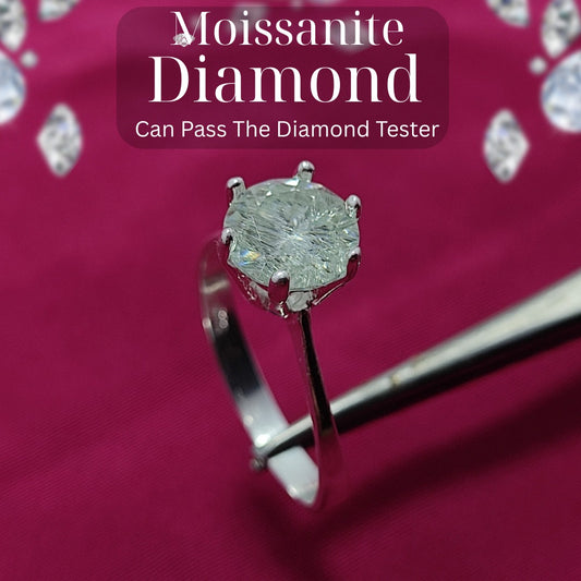 6 Prongs 2ct Moissanite Diamond Ring  | 925 Silver | D-Color Sparkle