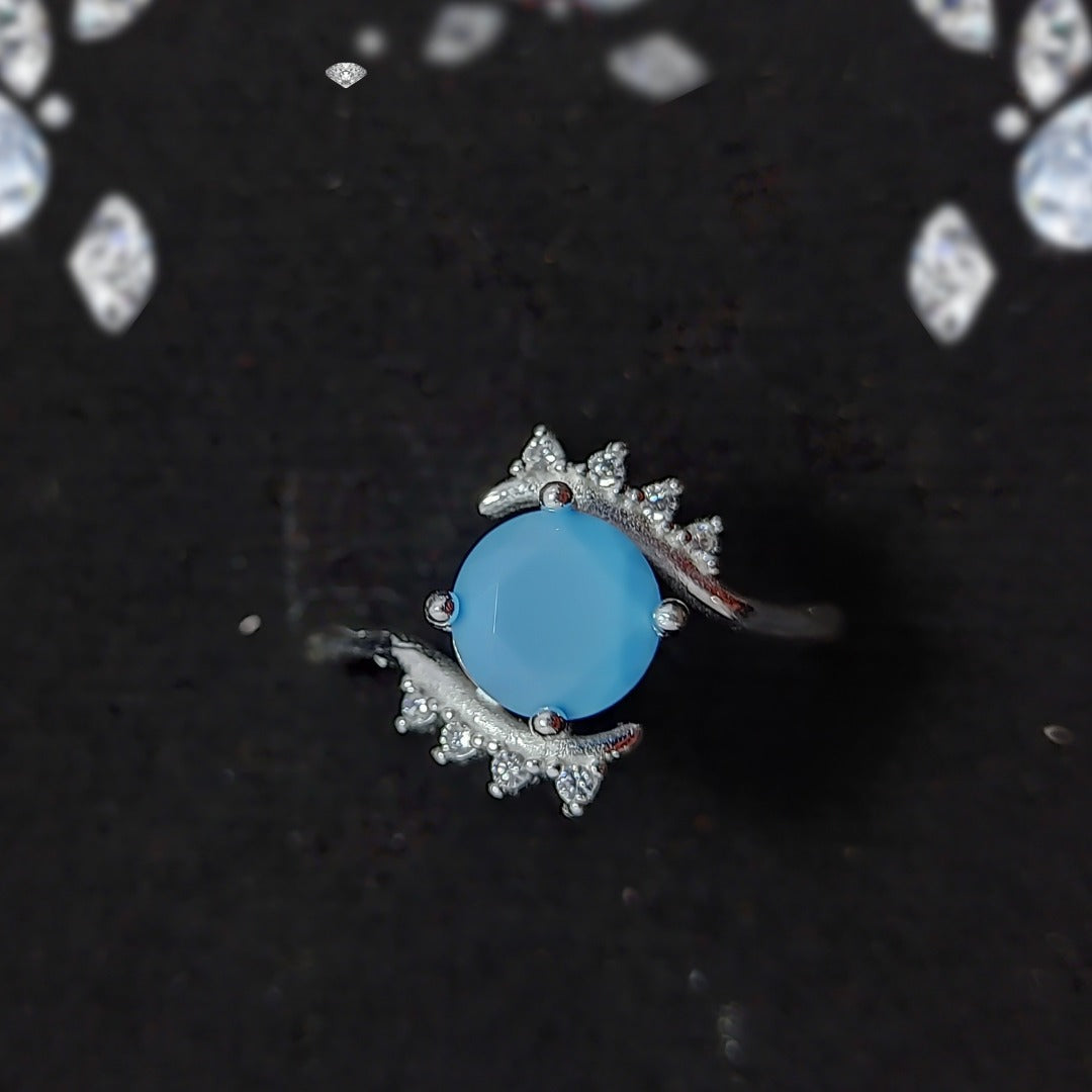 Natural Ferooza Turquoise Ring | S925 Italian Silver | Premium Blue Stone