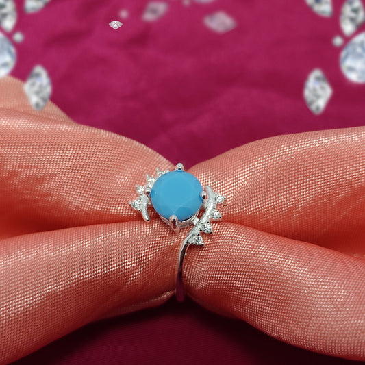 Natural Ferooza Turquoise Ring | S925 Italian Silver | Premium Blue Stone