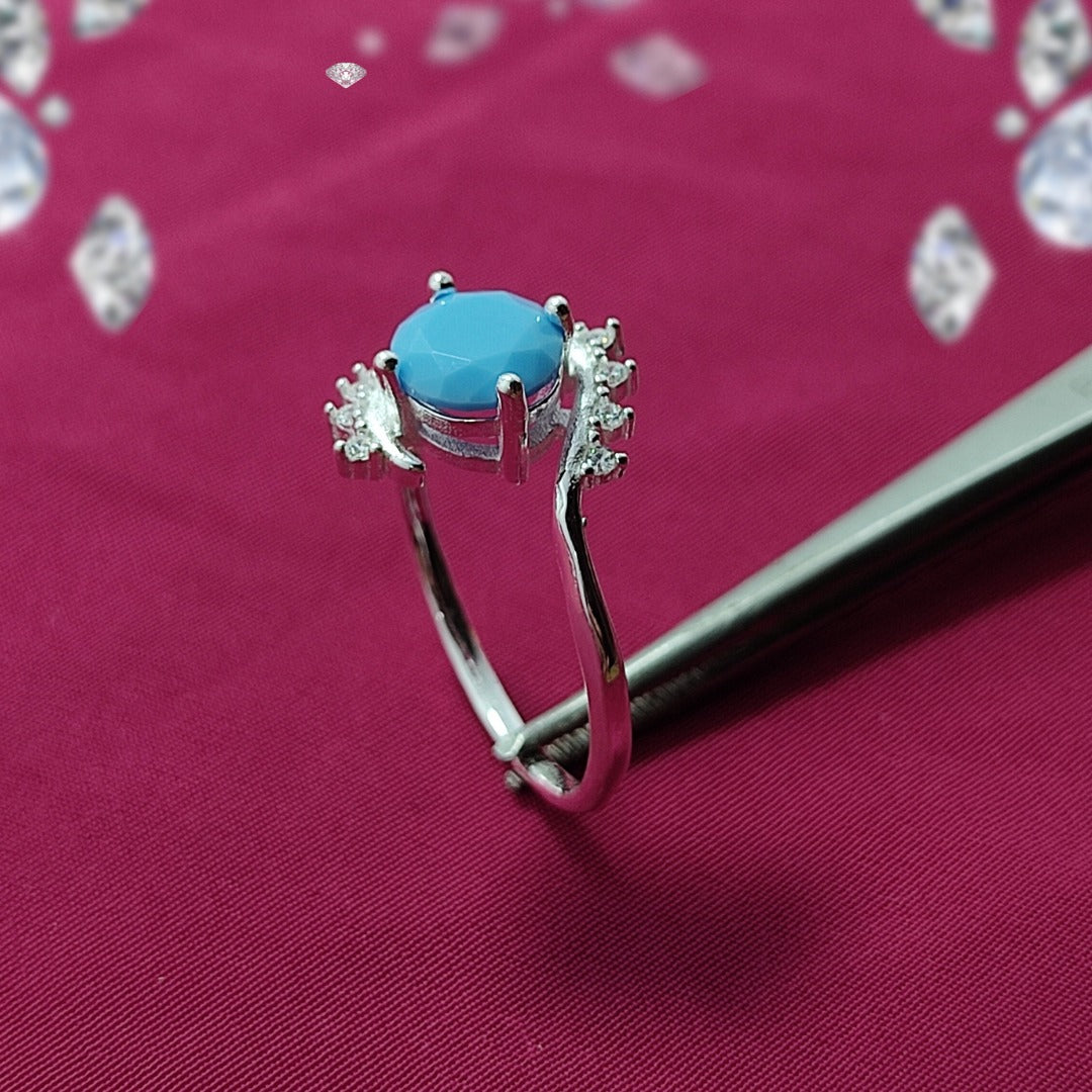Natural Ferooza Turquoise Ring | S925 Italian Silver | Premium Blue Stone