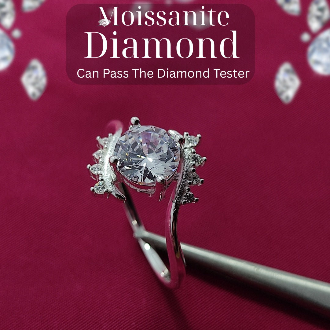 Moissanite Diamond Ring – Antique Bridal Design | 925 Silver | VVS1 | D-Color Sparkle