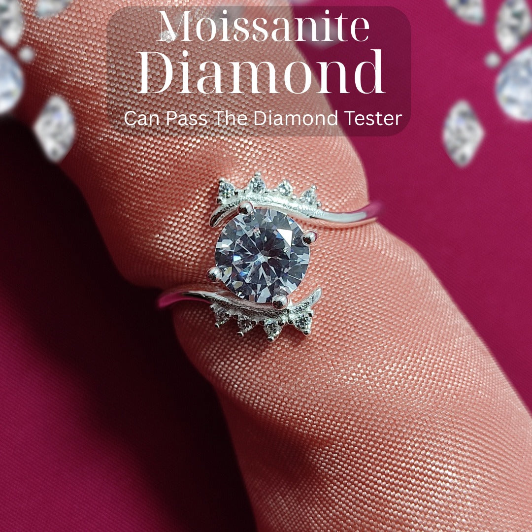 Moissanite Diamond Ring – Antique Bridal Design | 925 Silver | VVS1 | D-Color Sparkle