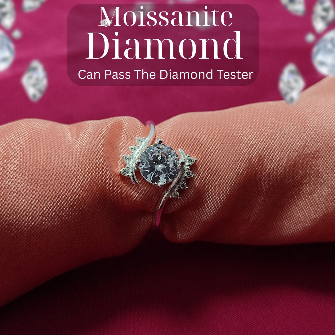 Moissanite Diamond Ring – Antique Bridal Design | 925 Silver | VVS1 | D-Color Sparkle