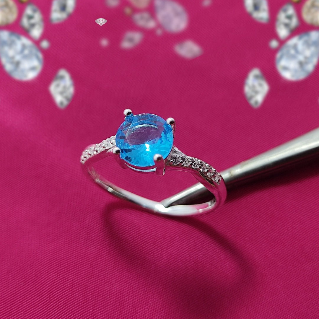 American Zircon S925 Silver Ring | Italian Design | Sparkling Gemstone