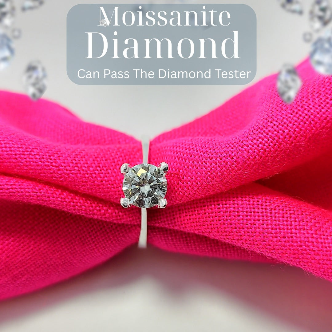 4 Prongs Moissanite Dianond Ring | D-Color Stone | Silver 925