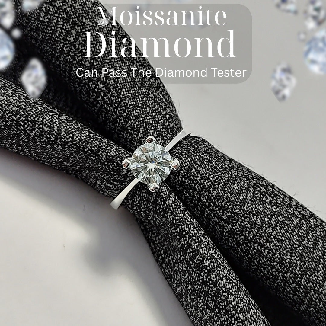 4 Prongs Moissanite Dianond Ring | D-Color Stone | Silver 925
