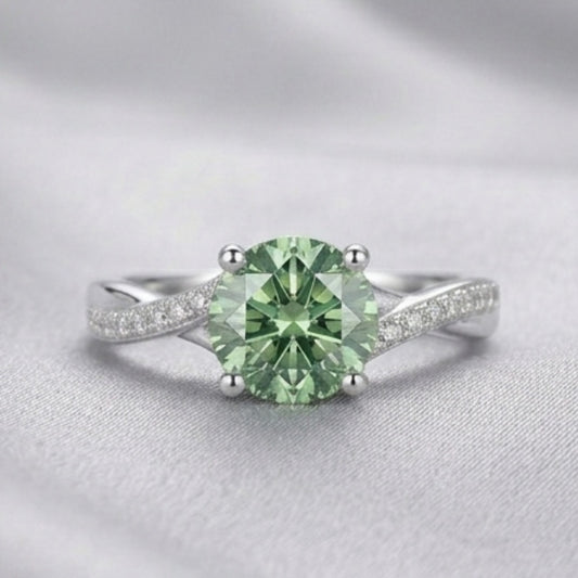 Green Moissanite diamond ring