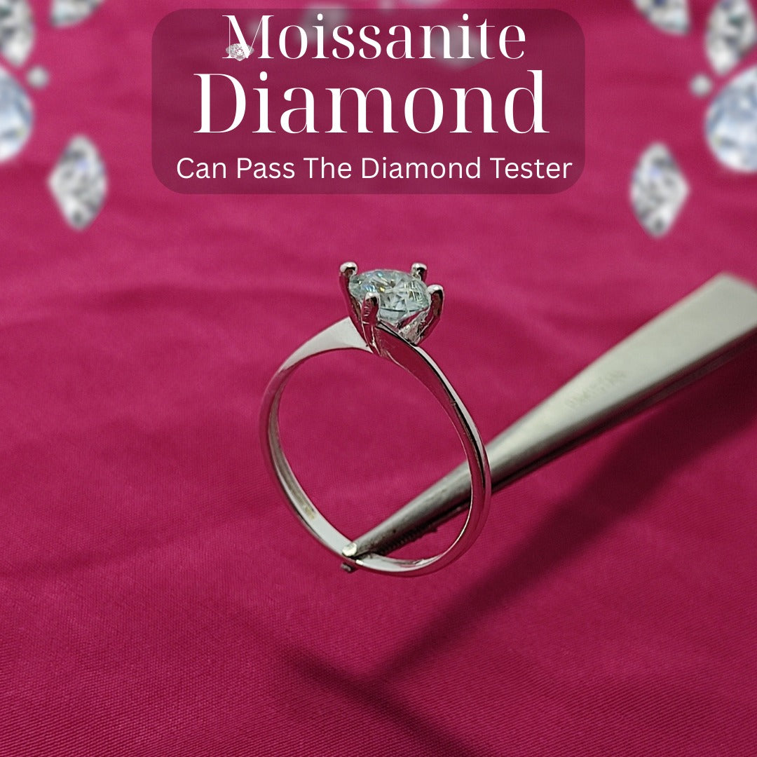 4 prongs Moissanite Diamond Ring | 925 Silver | D-Color Sparkle