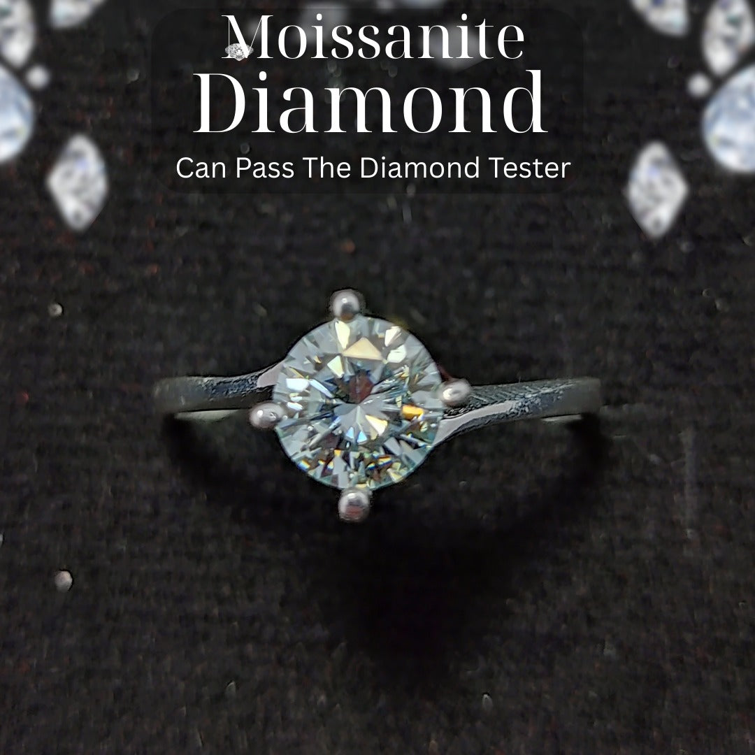 4 prongs Moissanite Diamond Ring | 925 Silver | D-Color Sparkle