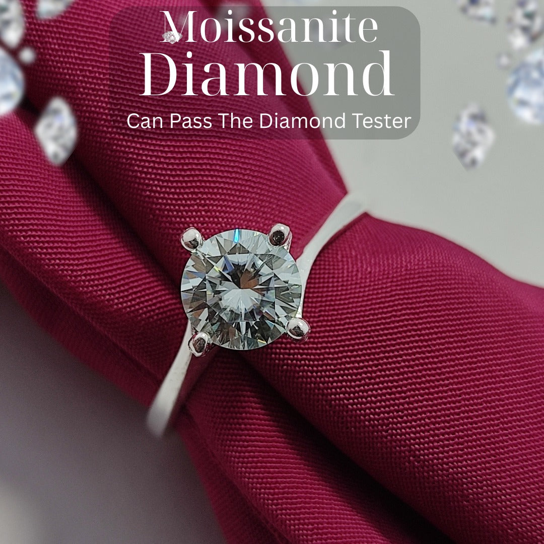 4 prongs Moissanite Diamond Ring | 925 Silver | D-Color Sparkle