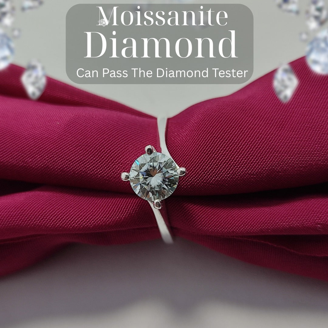 4 prongs Moissanite Diamond Ring | 925 Silver | D-Color Sparkle
