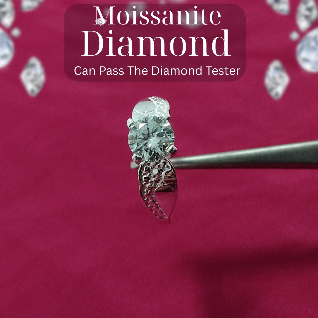 Moissanite Diamond Ring – Symbolic Love Design | Silver 925 | D-Color Stone