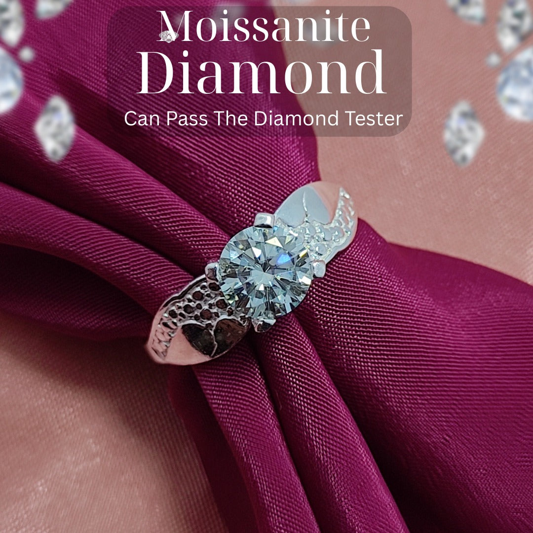 Moissanite Diamond Ring – Symbolic Love Design | Silver 925 | D-Color Stone