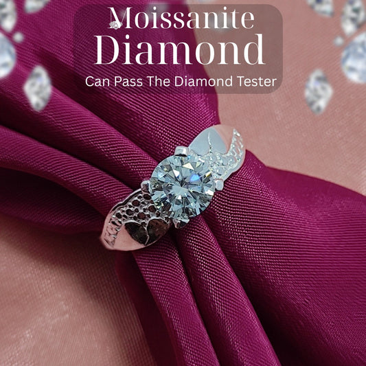 Moissanite Diamond Ring – Symbolic Love Design | Silver 925 | D-Color Stone