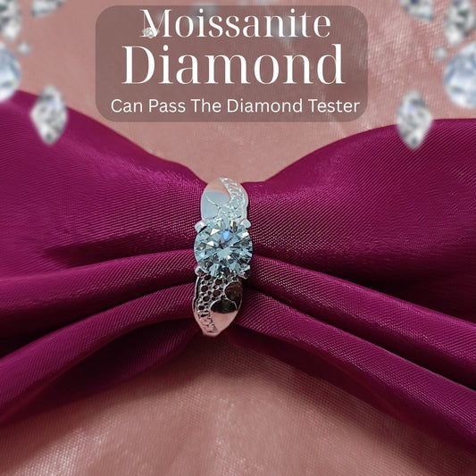 Moissanite Diamond Ring – Symbolic Love Design | Silver 925 | D-Color Stone