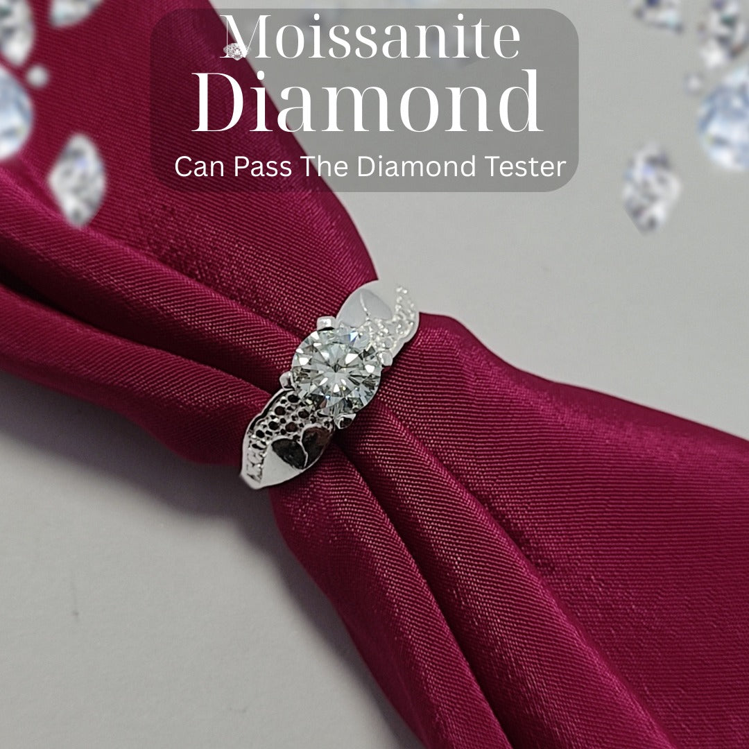 Moissanite Diamond Ring – Symbolic Love Design | Silver 925 | D-Color Stone